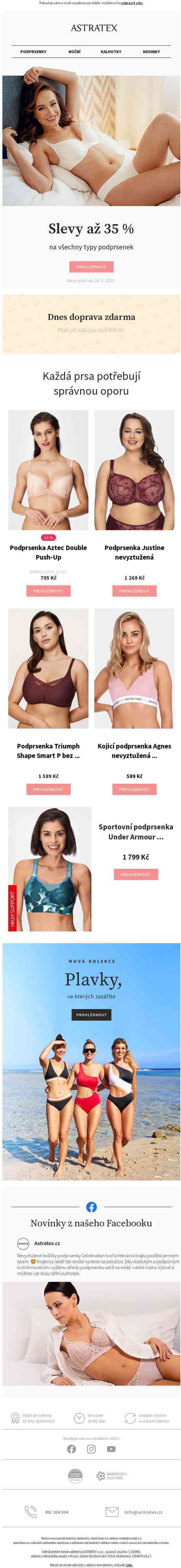 Až −35 % na podprsenky a doprava ZDARMA.