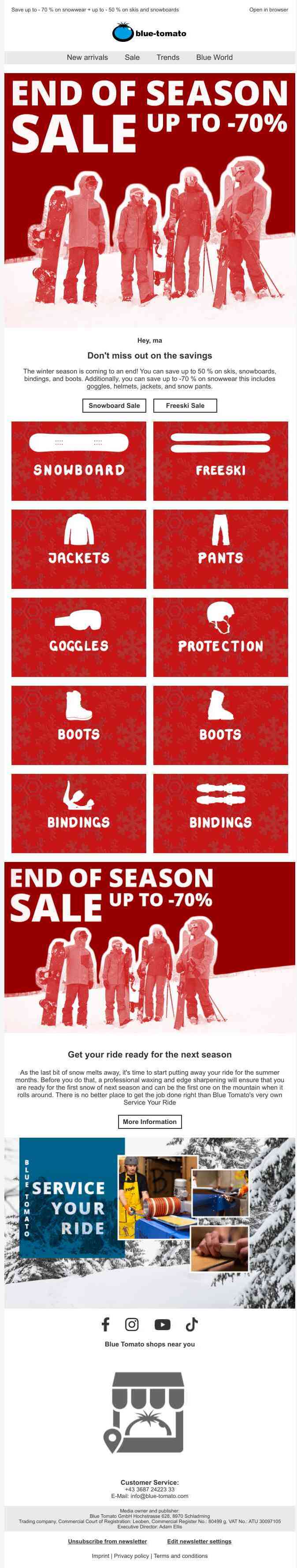 Save in the end of season sale