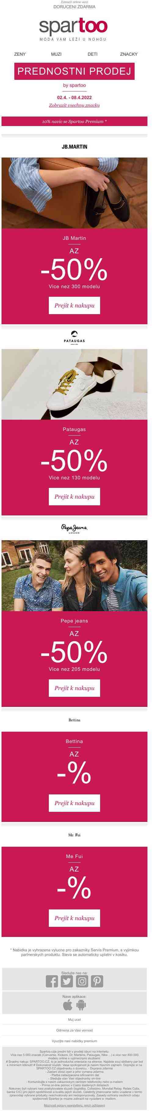 Skvělá módní příležitost, až -50% na JB Martin, Pataugas, Pepe jeans, Bettina a Me Fui s doručením zdarma
