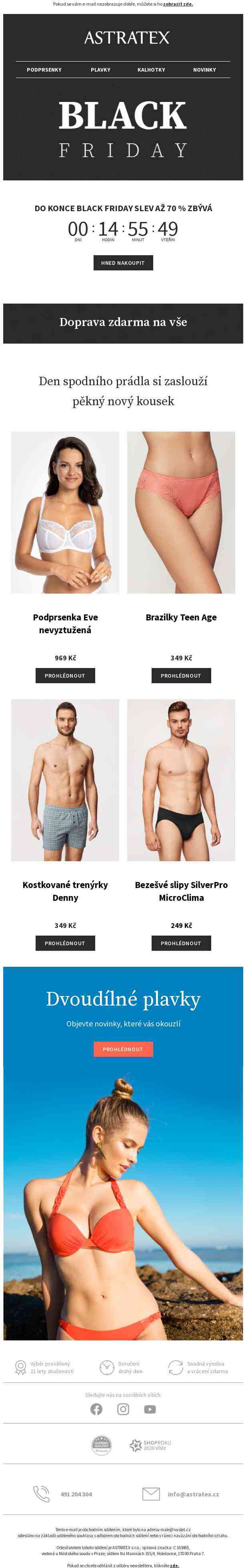 Doprava zdarma. Black Friday až −70 % končí.