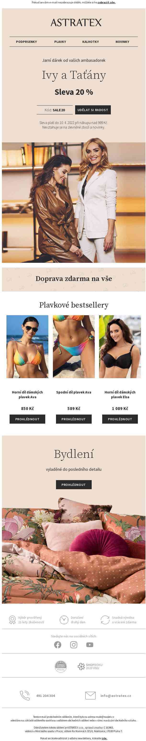 Plavkové bestsellery, 20% sleva a doprava ZDARMA!