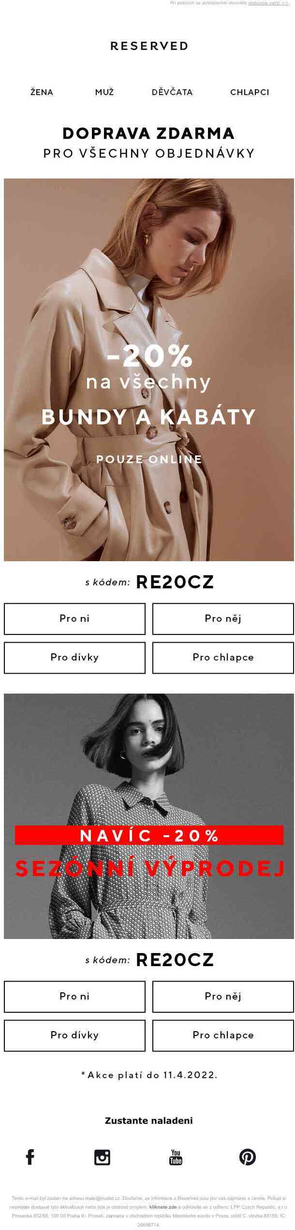 -20% na všechny bundy a kabáty