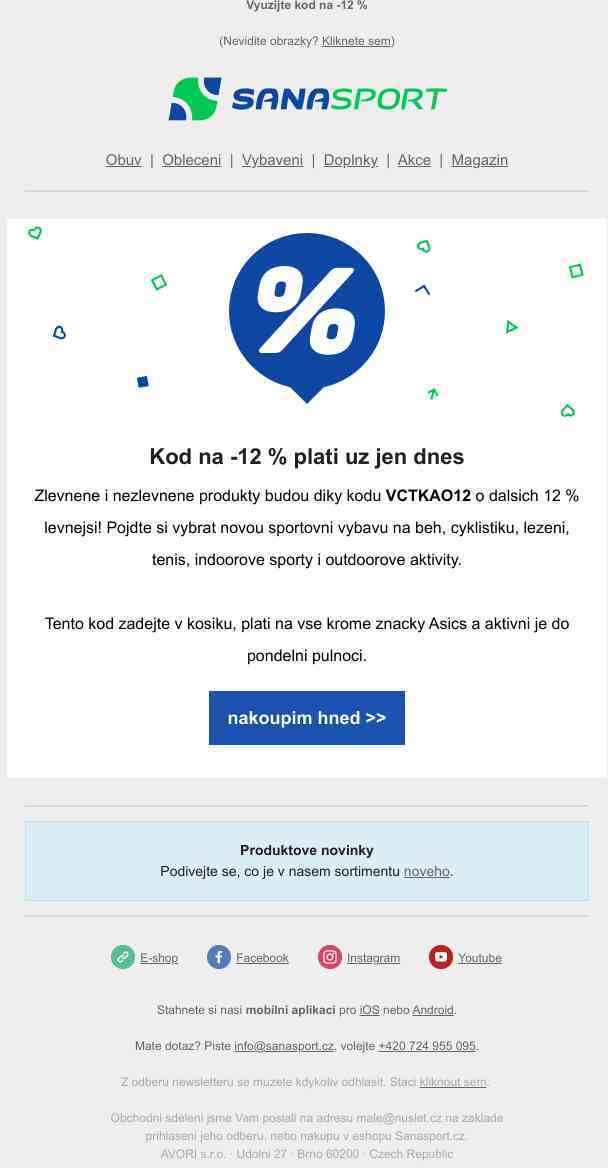 Dnes končí platnost kódu na dodatečných -12 %