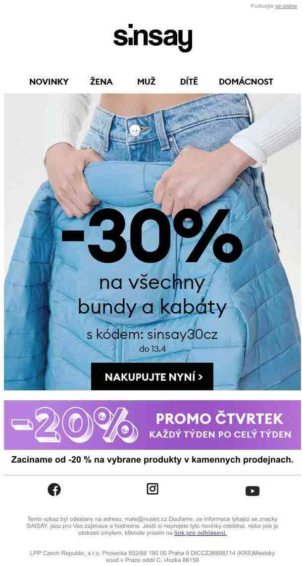 -30% na bundy a kabáty ⚡