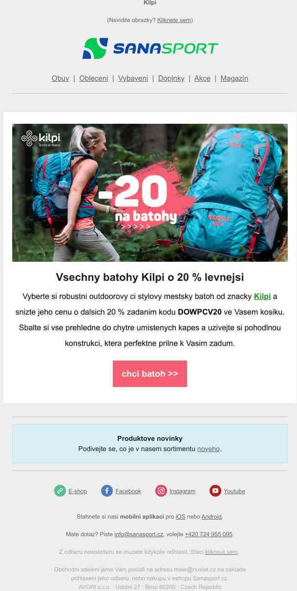 Sportovní i městské batohy Kilpi a kód na -20 %