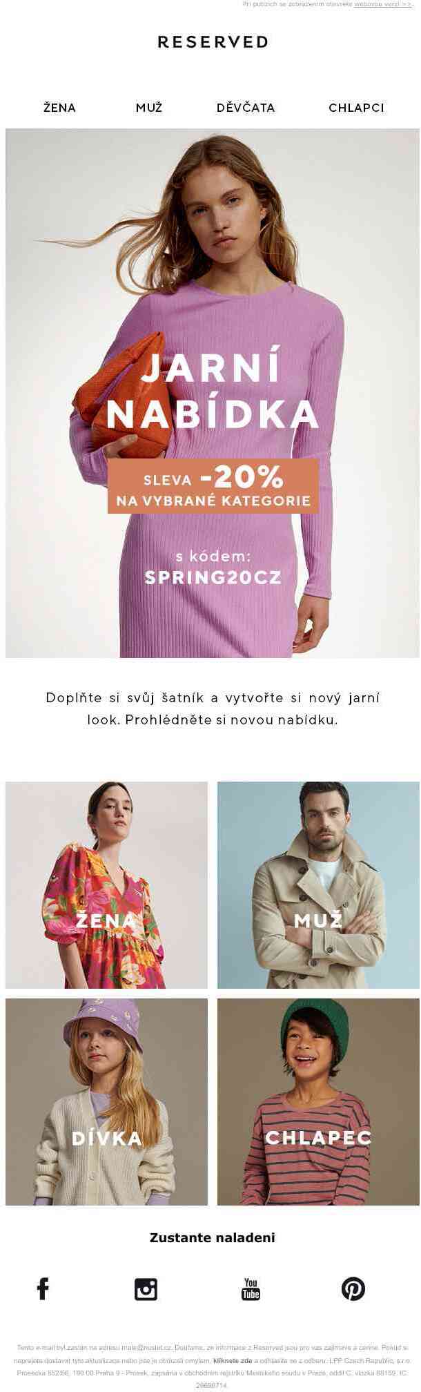 Vybrané modely se slevou 20% s kódem: SPRING20CZ