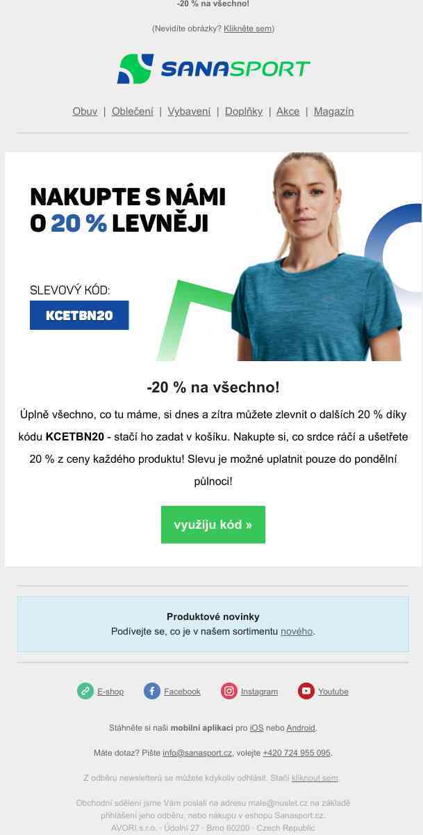 Kód na -20 % platí na všechno, hurá nakupovat