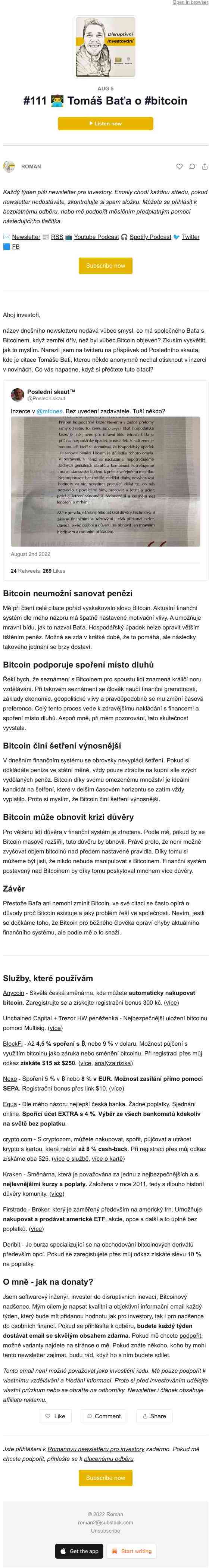 #111 👨‍💻 Tomáš Baťa o #bitcoin