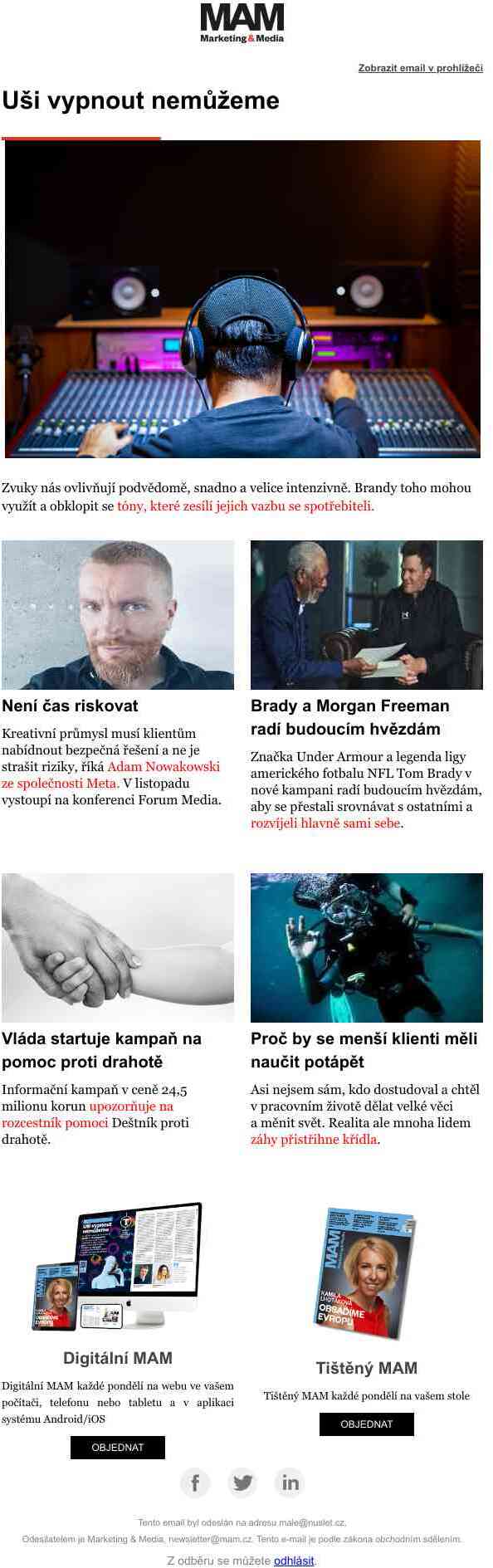 Značky bez zvuku neobstojí – Kreativa nemá riskovat – Vládní kampaň na pomoc – Morgan Freeman radí s Under Armour