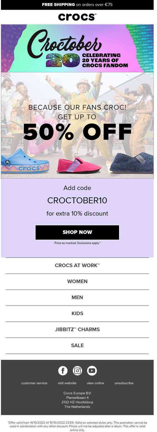 Croctober is wrapping up! Get up to 50% OFF before it ends.