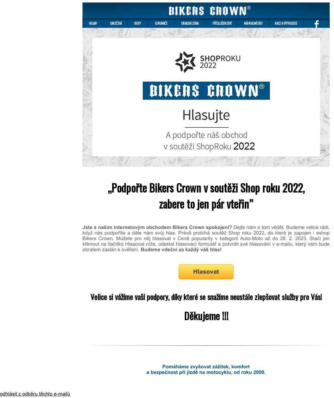 Podpořte Bikers Crown v soutěži Shop roku 2022
