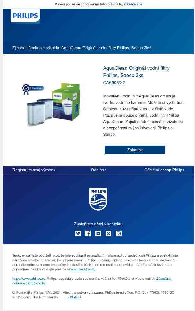 Zjistěte všechno o výrobku AquaClean Originál vodní filtry Philips, Saeco 2ks