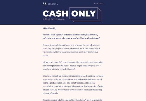 Cash Only: Naše ekonomika potřebuje radikální krok. Nikomu se do něj nechce.