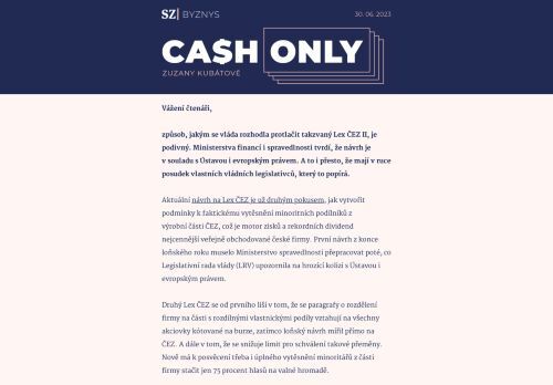 Cash Only: Podivné schvalování Lex ČEZ. Vláda neposlouchá vlastní experty.