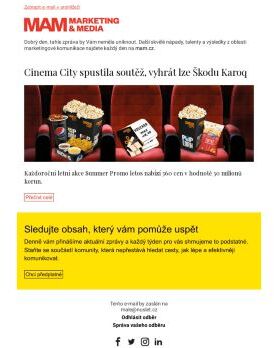 MAM aktualita - Cinema City spustila soutěž, vyhrát lze Škodu Karoq