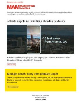 MAM aktualita - Atlanta uspěla na Grindru a zbrzdila neštovice