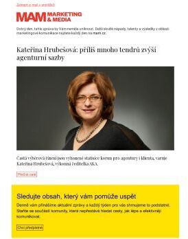 MAM aktualita - Kateřina Hrubešová: příliš mnoho tendrů zvýší agenturní sazby