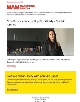 MAM aktualita - Nina Pešlová bude řídit péči o klienty v Symbio Agency