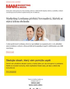 MAM aktualita - Marketing Lentiama přebírá Novosadová, Bártek se stává šéfem obchodu