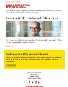 MAM aktualita - Komunikaci Českých drah povede Petr Nešpůrek