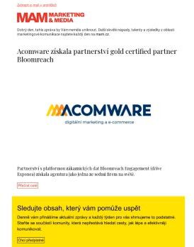 MAM aktualita - Acomware získala partnerství gold certified partner Bloomreach