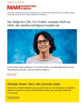 MAM aktualita - Sue Halpern z The New Yorker: musíme tlačit na vlády, aby umělou inteligenci regulovaly