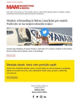 MAM aktualita - Muskův rebranding je lidem i značkám pro smích. Podívejte se na nejpovedenější reakce