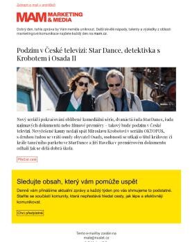MAM aktualita - Podzim v České televizi: Star Dance, detektivka s Krobotem i Osada II