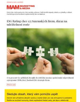 MAM aktualita - ESG Rating chce 135 tuzemských firem, důraz na udržitelnost roste