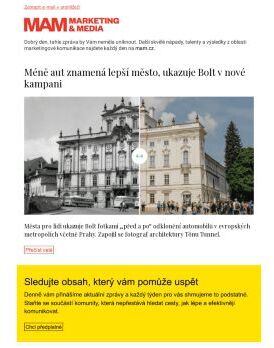 MAM aktualita - Méně aut znamená lepší město, ukazuje Bolt v nové kampani