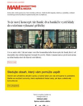 MAM aktualita - To je nový koncept Air Bank: dva bankéře vystřídaly do extrému vyhnané příběhy