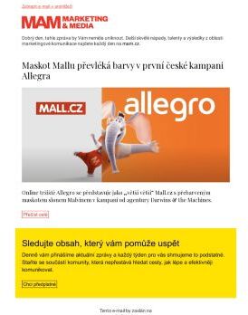 MAM aktualita - Maskot Mallu převléká barvy v první české kampani Allegra