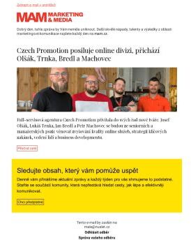 MAM aktualita - Czech Promotion posiluje online divizi, přichází Olšák, Trnka, Bredl a Machovec