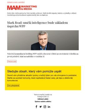 MAM aktualita - Mark Read: umělá inteligence bude základem úspěchu WPP