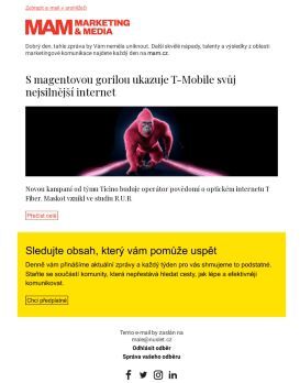 MAM aktualita - S magentovou gorilou ukazuje T-Mobile svůj nejsilnější internet