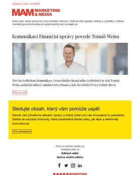 MAM aktualita - Komunikaci Finanční správy povede Tomáš Weiss