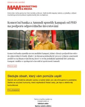 MAM aktualita - Komerční banka a Amundi spustily kampaň od PHD na podporu odpovědného investování