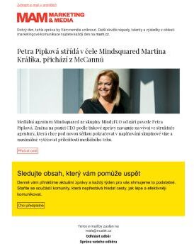 MAM aktualita - Petra Pipková střídá v čele Mindsquared Martina Králíka, přichází z McCannů