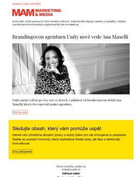 MAM aktualita - Brandingovou agenturu Unity nově vede Ana Maselli