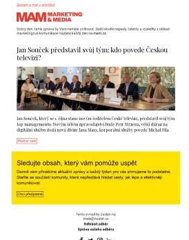 MAM aktualita - Jan Souček představil svůj tým: kdo povede Českou televizi?