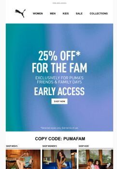 Your Early Access to 25% OFF Selected Styles