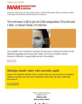 MAM aktualita - Newstream vydává první číslo magazínu Newstream Club, vycházet bude čtvrtletně