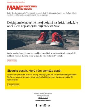 MAM aktualita - Deichman je inzertně mezi botami na špici, náskok je obří. Češi nejčastěji kupují značku Nike