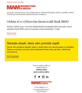 MAM aktualita - Globus si ve výběrovém řízení zvolil Mark BBDO