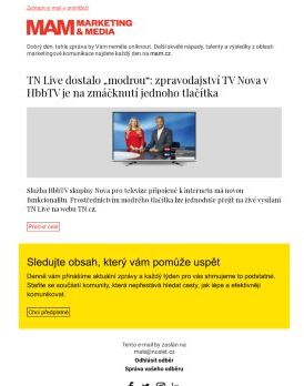 MAM aktualita - TN Live dostalo „modrou“: zpravodajství TV Nova v HbbTV je na zmáčknutí jednoho tlačítka