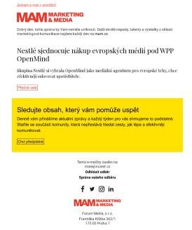 MAM aktualita - Nestlé sjednocuje nákup evropských médií pod WPP OpenMind