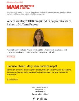 MAM aktualita - Vedení kreativy v DDB Prague od října přebírá Klára Palmer z McCann Prague