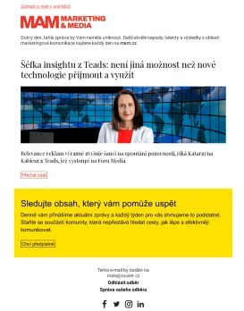 MAM aktualita - Šéfka insightu z Teads: není jiná možnost než nové technologie přijmout a využít