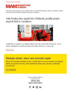 MAM aktualita - Vafo Praha chce společně s Pickerly posílit pozici značek Brit a Carnilove