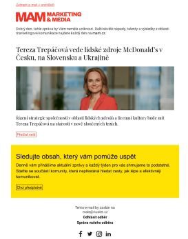 MAM aktualita - Tereza Trepáčová vede lidské zdroje McDonald’s v Česku, na Slovensku a Ukrajině